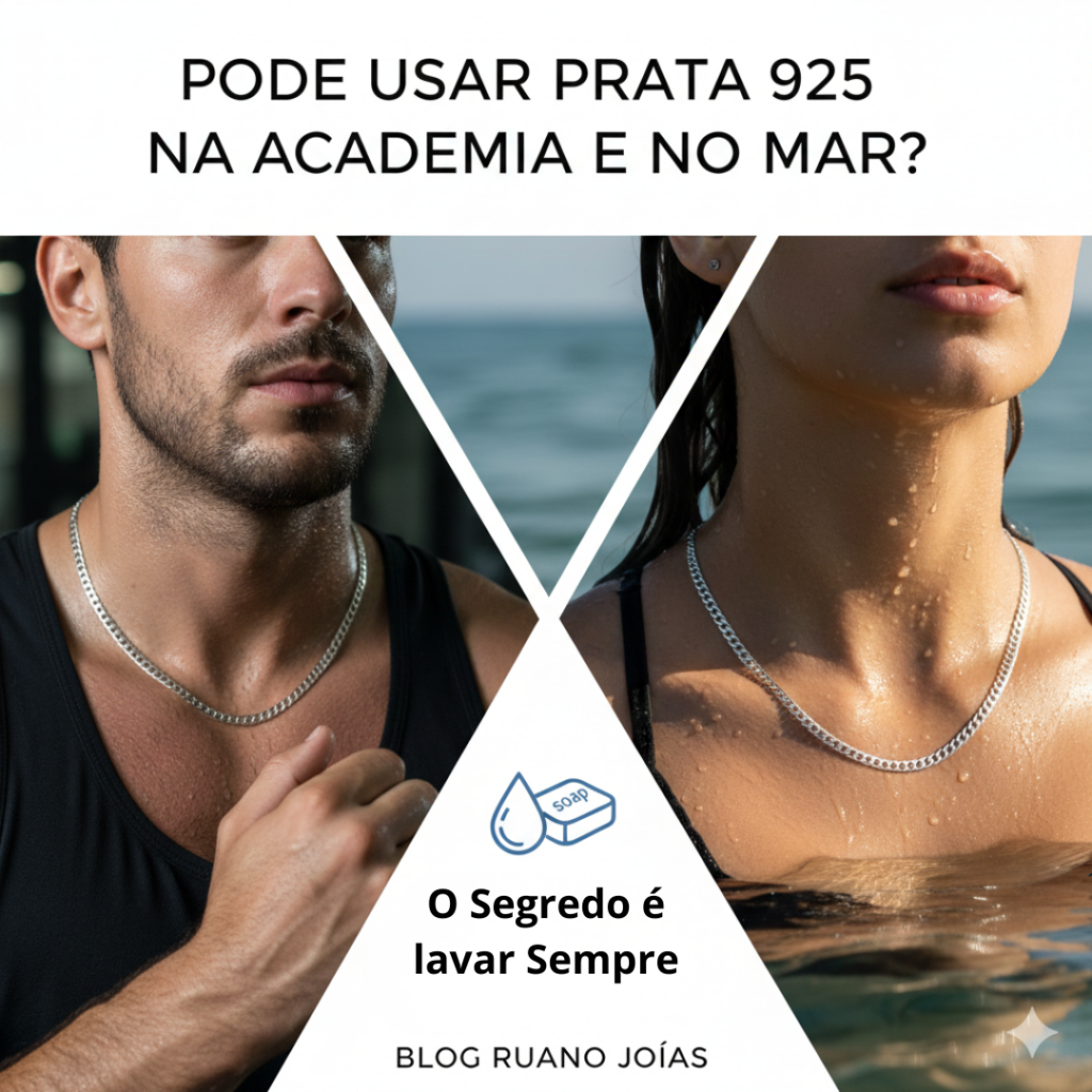 Homem e mulher, usando prata 925 na academia e no mar